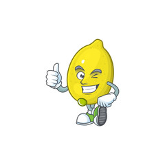 Poster - Thumbs up lemon character with design cartoon mascot