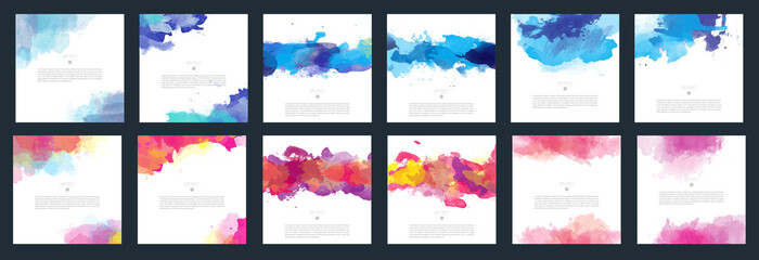Wall Mural - bundle set of vector red and blue, warn and cold, fire and water watercolor background for poster, b