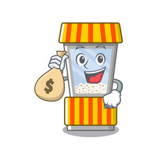 Sticker - With money bag popcorn vending machine cartoon isolated mascot