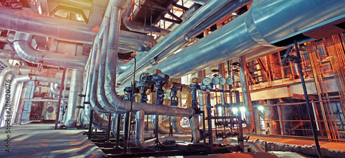 Cuadros en Lienzo Equipment, cables and piping as found inside of a modern industrial power plant