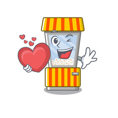 Sticker - With heart popcorn vending machine is formed cartoon