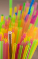 Natural Straw and straws plastic drinking background colourful full screen many group plastic single use ban banned in EU