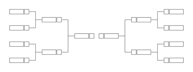 Vector line or outline championship single elimination tournament bracket or tree diagram isolated on white. Fields for 8 players or teams, 4 from each side. It is suitable for all kinds of sports.