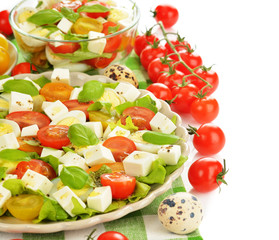 Canvas Print - Salad with cherry tomatoes, eggs and cheese