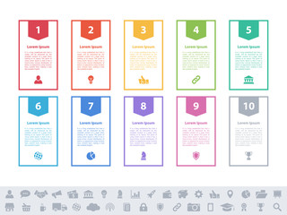 Wall Mural - Infographic design business concept vector illustration with 10 steps or options or processes represent work flow or diagram or web button banner