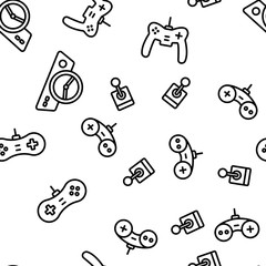 Wall Mural - Gaming Joystick Vector Seamless Pattern Contour Illustration