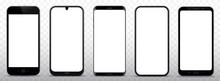 Black Smart Phones Vector Illustration Set On Transparent Background 