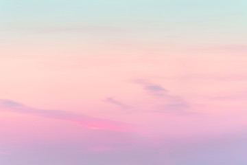 sunset background. sky with soft and blur pastel colored clouds.  gradient cloud on the beach resort. nature. sunrise.  peaceful morning. Instagram toned style
