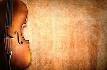 Cello And Blank Grunge Background