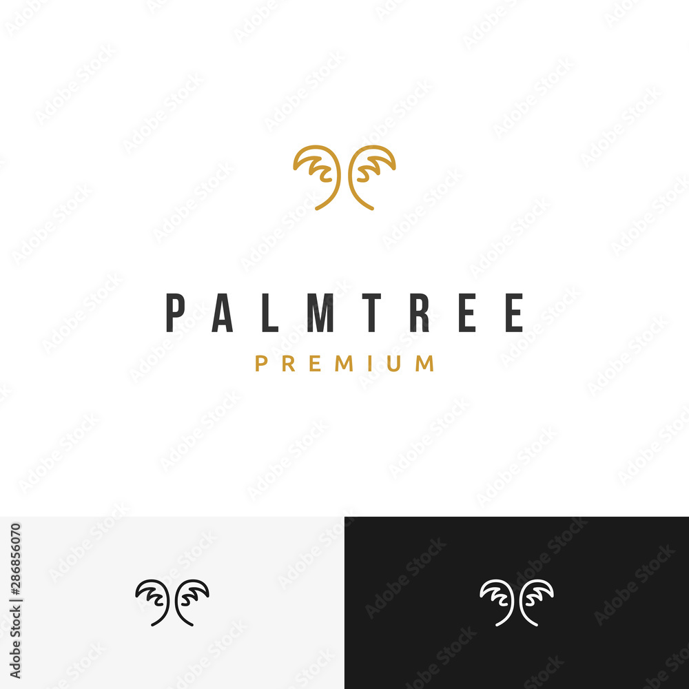 Simple Luxury Gold Palm Premium Vector logo design inspiration Stock ...