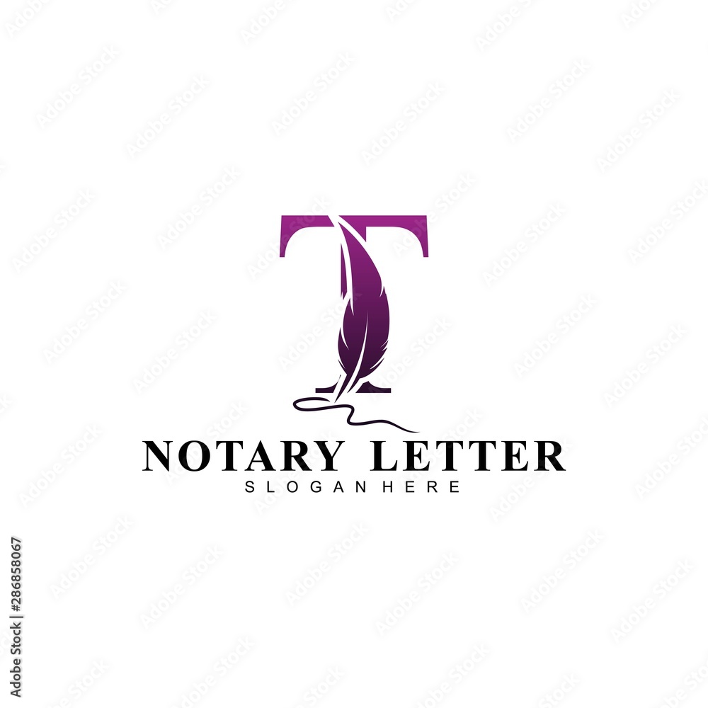 Initial letter T logo with Feather Luxury gold. Stock Vector | Adobe Stock