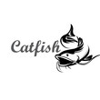 Funny drawing catfish logo design template inspiration