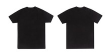 Black T-shirts Front And Back Use For Design Isolated On White Background.