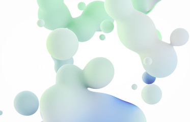 Poster - Abstract colorful 3d art background. Holographic floating liquid blobs, soap bubbles, metaballs.