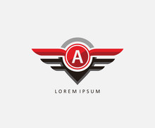 Auto Wings With Letter A, Car And Automotive Vector Logo Template. 