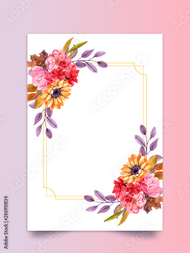 frame with flowers, card