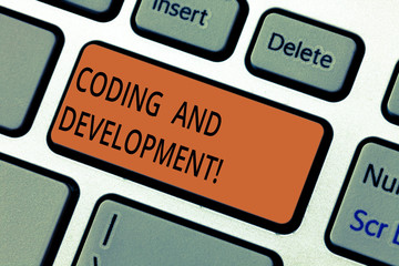 text sign showing coding and development. conceptual photo to program or create a software or any ap