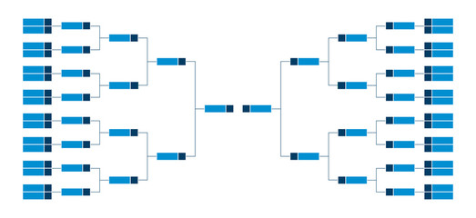 vector championship single elimination tournament bracket or tree diagram in blue color isolated on 