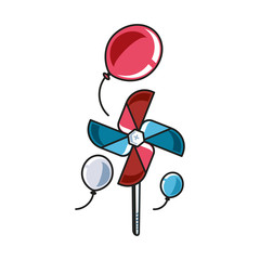 Poster - fan windmill toy with balloons helium