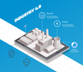 Wall Mural - Smart Industry Isometric Composition