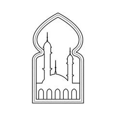 Sticker - window with mosque building view