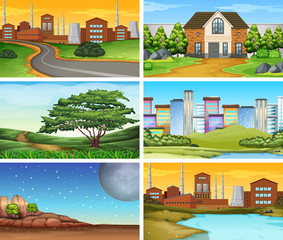 Sticker - Set of scenes in nature setting