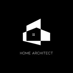 Wall Mural - Home architect logo icon abstract minimalist design of house for company template isolated on black background