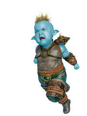 little blue orc in a white background