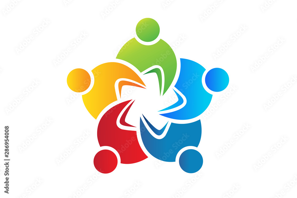 Logo teamwork business unity people icon vector Stock Vector | Adobe Stock