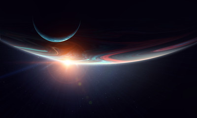  Abstract space image with planets