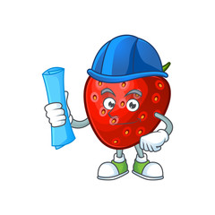 Poster - Architect red strawberry character mascot for symbol cartoon