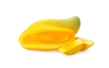 Wall Mural - ripe mango on white background