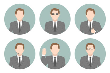 Sticker - Faceless male avatars. Icon set. Vector.