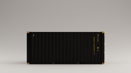 Black with Gold Detail Intermodal Cargo Container Side View 3d illustration 3d render