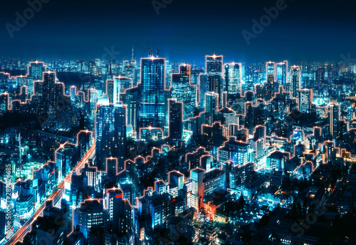  Fototapeta styl industrialny   inteligentne-miasto-sieci-i-polaczen-w-japonii