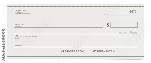 Torn Off Blank Bank Cheque Personal Desk Check Template Buy