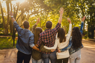 Wall Mural - Group of friends in the park