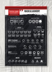 Wall Mural - Laundry flat icons poster