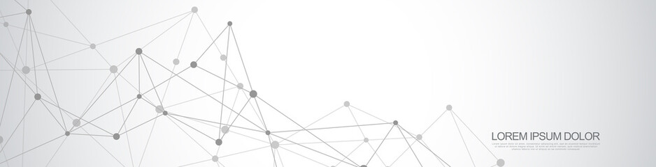 Wall Mural - website header or banner design with abstract geometric background and connecting dots and lines. gl