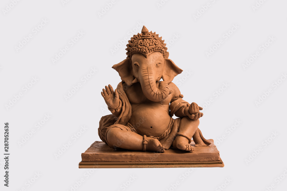 eco friendly Ganesh/Ganpati idol or murti, home made. selective focus - obrazy, fototapety, plakaty 