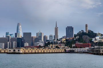 Wall Mural - San Francisco skyline with light clouds