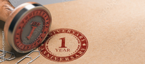 Fotomural First Anniversary Celebration Card Horizontal Background.