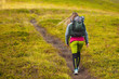 © Андрей Репетий - Woman hiker with a backpack going up the trail
