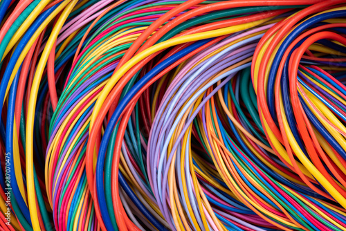 Fotomural Electrical Wiring Solutions Multicolored Cable Close-up