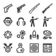 shooting and gun,sport and recreation icon set,vector and illustration