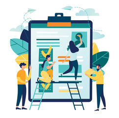 Wall Mural - vector creative illustration, online news, social networks, virtual communication, information retri