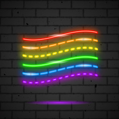 Canvas Print - Rainbow neon flag