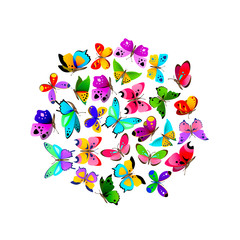 Wall Mural - Beautiful colorful butterflies