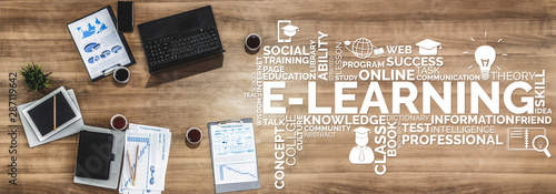 Cuadros en Lienzo E-learning and Online Education for Student and University Concept