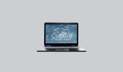 Wall Mural - Cloud computing technology icon on computer laptop screen